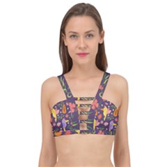 Exotic Seamless Pattern With Parrots Fruits Cage Up Bikini Top by Vaneshart