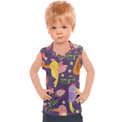 Exotic Seamless Pattern With Parrots Fruits Kids  Sport Tank Top