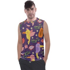 Exotic Seamless Pattern With Parrots Fruits Men s Regular Tank Top