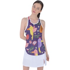 Exotic Seamless Pattern With Parrots Fruits Racer Back Mesh Tank Top by Vaneshart