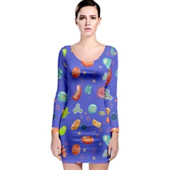 Virus Seamless Pattern Long Sleeve Bodycon Dress by Vaneshart