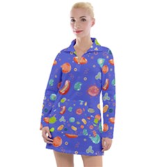 Virus Seamless Pattern Women s Long Sleeve Casual Dress by Vaneshart