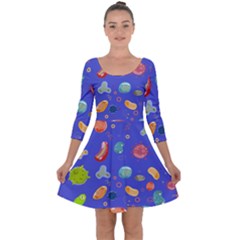 Virus Seamless Pattern Quarter Sleeve Skater Dress by Vaneshart