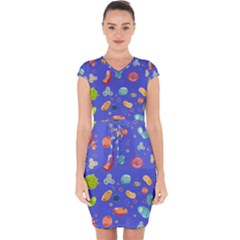 Virus Seamless Pattern Capsleeve Drawstring Dress  by Vaneshart