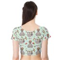 Seamless Pattern With Cute Sloths Relax Enjoy Yoga Short Sleeve Crop Top View2