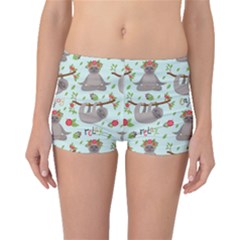 Seamless Pattern With Cute Sloths Relax Enjoy Yoga Boyleg Bikini Bottoms by Vaneshart