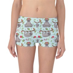 Seamless Pattern With Cute Sloths Relax Enjoy Yoga Reversible Boyleg Bikini Bottoms by Vaneshart