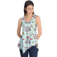 Seamless Pattern With Cute Sloths Relax Enjoy Yoga Sleeveless Tunic by Vaneshart