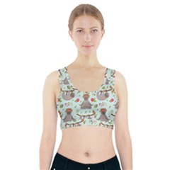 Seamless Pattern With Cute Sloths Relax Enjoy Yoga Sports Bra With Pocket by Vaneshart