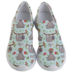 Seamless Pattern With Cute Sloths Relax Enjoy Yoga Women s Lightweight Slip Ons by Vaneshart