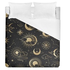 Asian Seamless Pattern With Clouds Moon Sun Stars Vector Collection Oriental Chinese Japanese Korean Duvet Cover (queen Size) by Vaneshart