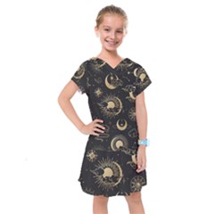 Asian Seamless Pattern With Clouds Moon Sun Stars Vector Collection Oriental Chinese Japanese Korean Kids  Drop Waist Dress by Vaneshart