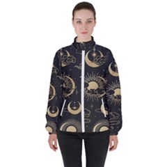 Asian Seamless Pattern With Clouds Moon Sun Stars Vector Collection Oriental Chinese Japanese Korean Women s High Neck Windbreaker by Vaneshart