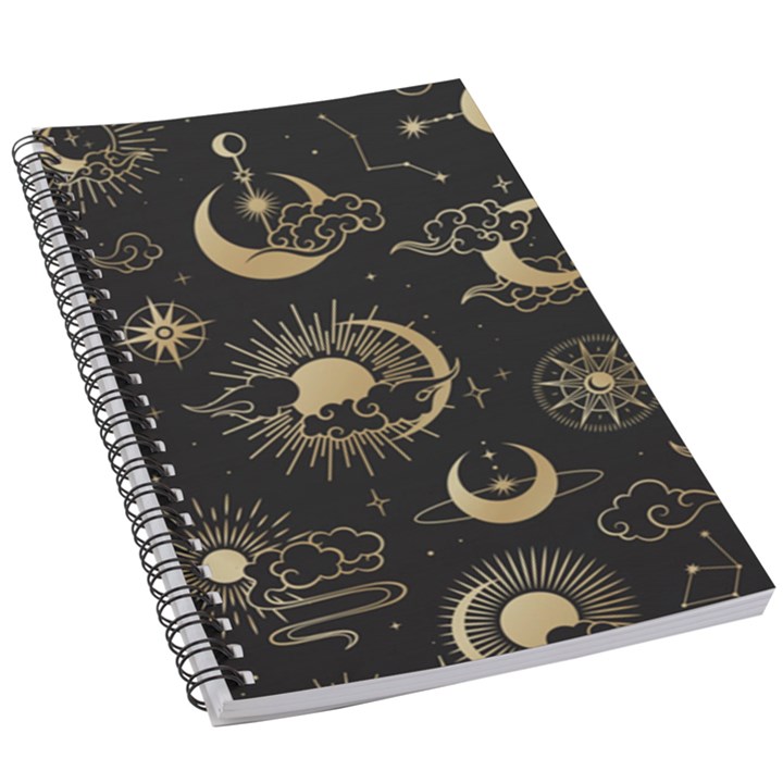 Asian Seamless Pattern With Clouds Moon Sun Stars Vector Collection Oriental Chinese Japanese Korean 5.5  x 8.5  Notebook