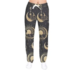 Asian Seamless Pattern With Clouds Moon Sun Stars Vector Collection Oriental Chinese Japanese Korean Women Velvet Drawstring Pants by Vaneshart