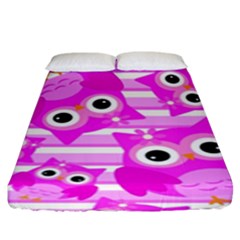 Pink Owl Pattern Background Fitted Sheet (king Size) by Vaneshart