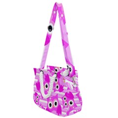 Pink Owl Pattern Background Rope Handles Shoulder Strap Bag by Vaneshart