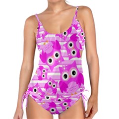 Pink Owl Pattern Background Tankini Set by Vaneshart