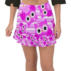 Pink Owl Pattern Background Fishtail Mini Chiffon Skirt