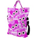 Pink Owl Pattern Background Fold Over Handle Tote Bag View2