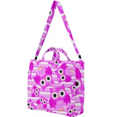 Pink Owl Pattern Background Square Shoulder Tote Bag by Vaneshart