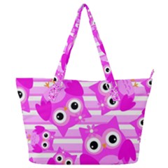 Pink Owl Pattern Background Full Print Shoulder Bag by Vaneshart