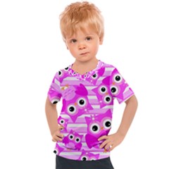 Pink Owl Pattern Background Kids  Sports Tee