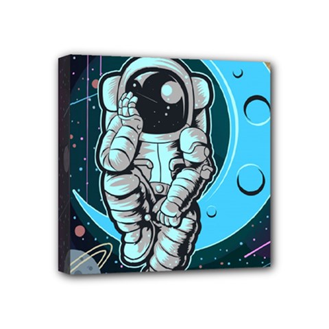 Astronaut Full Color Mini Canvas 4  X 4  (stretched) by Vaneshart