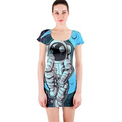 Astronaut Full Color Short Sleeve Bodycon Dress