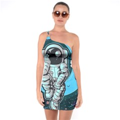 Astronaut Full Color One Soulder Bodycon Dress