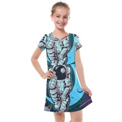 Astronaut Full Color Kids  Cross Web Dress by Vaneshart