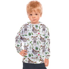 Seamless Pattern With Cute Sloths Kids  Hooded Pullover