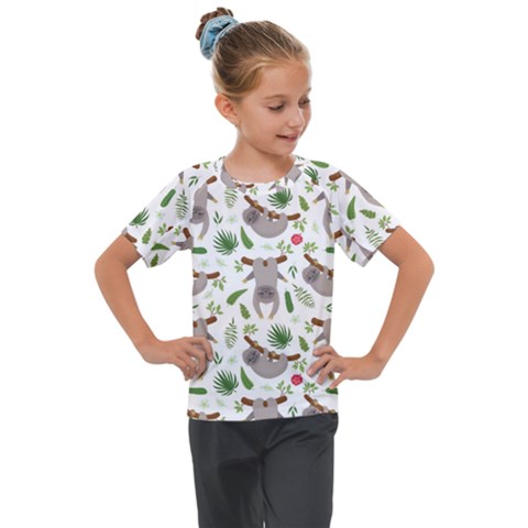 Seamless Pattern With Cute Sloths Kids  Mesh Piece Tee by Vaneshart