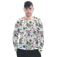 Seamless Pattern With Cute Sloths Men s Long Sleeve Raglan Tee