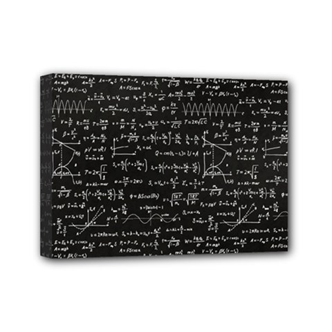 Math Equations Formulas Pattern Mini Canvas 7  X 5  (stretched) by Vaneshart