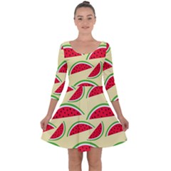 Watermelon Pattern Quarter Sleeve Skater Dress by Vaneshart