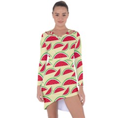 Watermelon Pattern Asymmetric Cut-out Shift Dress by Vaneshart