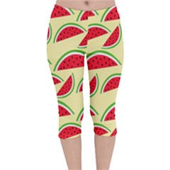 Watermelon Pattern Velvet Capri Leggings  by Vaneshart