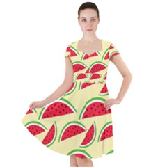 Watermelon Pattern Cap Sleeve Midi Dress by Vaneshart