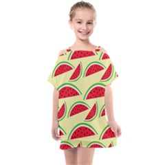 Watermelon Pattern Kids  One Piece Chiffon Dress by Vaneshart