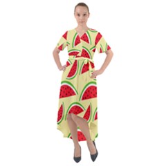 Watermelon Pattern Front Wrap High Low Dress by Vaneshart