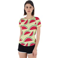 Watermelon Pattern Back Cut Out Sport Tee