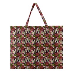 Swimmer 20s Brown Zipper Large Tote Bag by snowwhitegirl