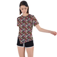 Swimmer 20s Brown Asymmetrical Short Sleeve Sports Tee