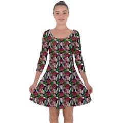 Swimmer 20s Green Quarter Sleeve Skater Dress by snowwhitegirl