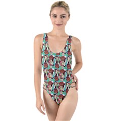 Swimmer 20s Blue High Leg Strappy Swimsuit by snowwhitegirl