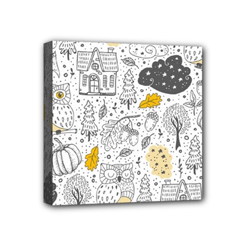 Doodle Seamless Pattern With Autumn Elements Mini Canvas 4  X 4  (stretched) by Vaneshart