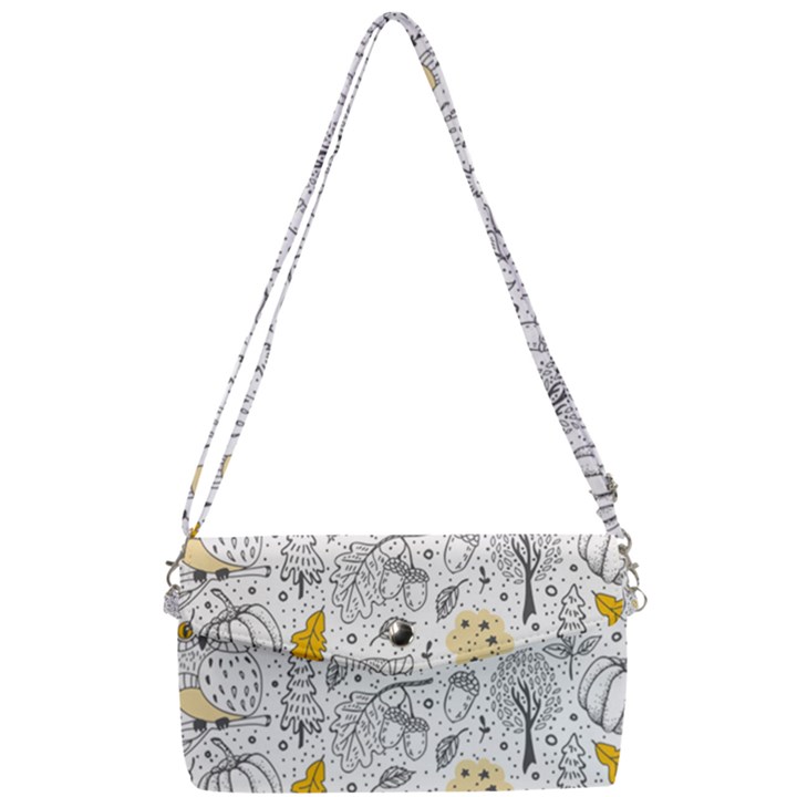 Doodle Seamless Pattern With Autumn Elements Removable Strap Clutch Bag