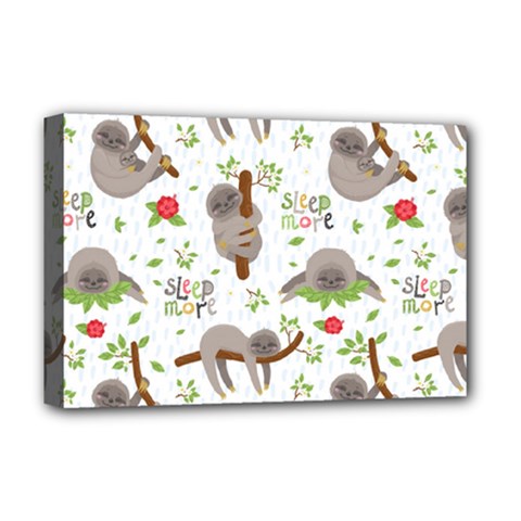 Seamless Pattern With Cute Sloths Sleep More Deluxe Canvas 18  X 12  (stretched) by Vaneshart