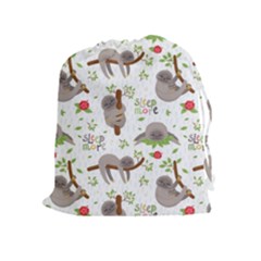 Seamless Pattern With Cute Sloths Sleep More Drawstring Pouch (xl) by Vaneshart